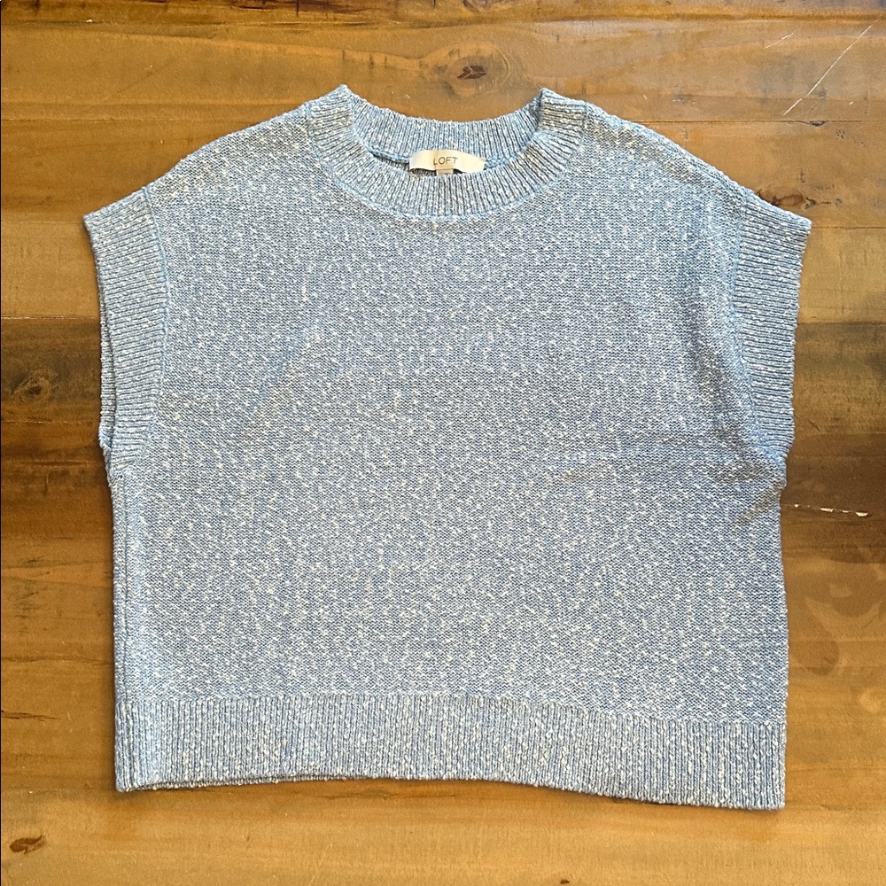LOFT Powder Blue Ribbed Knit Sweater Top